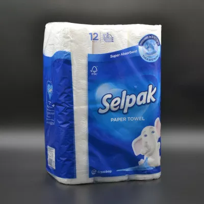Рушник паперовий SELPAK / 3-шаровий / білий / 12 шт Рушник паперовий SELPAK / 3-шаровий / білий / 12 шт