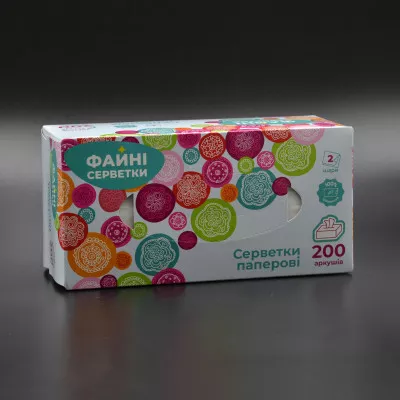 Салфетки в коробке Файные салфетки / 2-слойные / 200 шт Салфетки в коробке Файные салфетки / 2-слойные / 200 шт