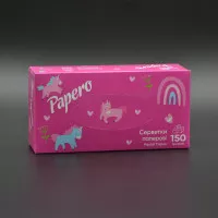 Серветки в коробці Papero NF010 / 2-шарові / 19*20 см / рожева упаковка / 150 шт