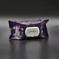 Серветки вологі Babybella / з клапаном / дитячі, фіолетова упаковка / 120 шт