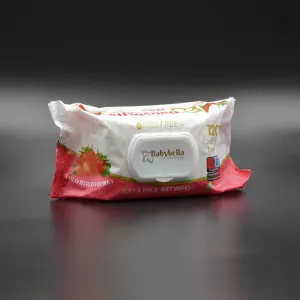 Серветки вологі Babybella / з клапаном / дитячі, аромат полуниці / 120 шт Серветки вологі Babybella / з клапаном / дитячі, аромат полуниці / 120 шт