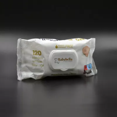 Салфетки влажные Babybella / с клапаном / детские, белая упаковка / 120 шт Салфетки влажные Babybella / с клапаном / детские, белая упаковка / 120 шт
