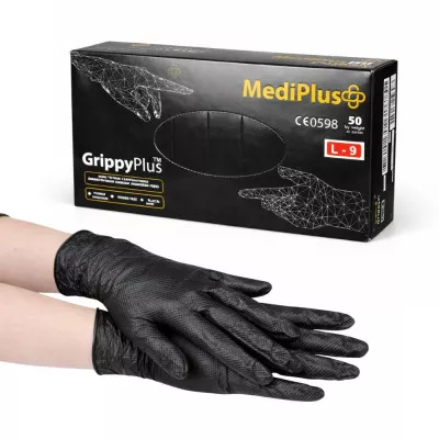 Перчатки нитриловые GrippyPlus / черные / без пудры / нестерильные / размер-L / 25 пар Перчатки нитриловые GrippyPlus / черные / без пудры / нестерильные / размер-L / 25 пар