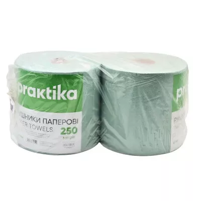 Рушник паперовий PRAKTIKA / зелений / 250 м / 1135 відривів / 2 шт Рушник паперовий PRAKTIKA / зелений / 250 м / 1135 відривів / 2 шт
