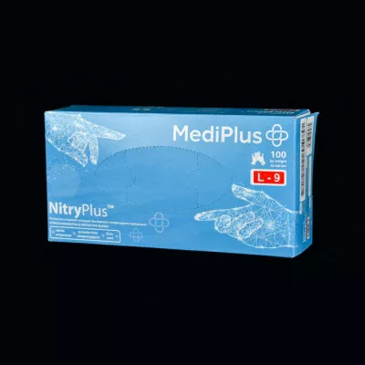 Рукавички нітрилові MediPlus NitryPlus 3,7 г / сині / без пудри / не стерильні / розмір-L / 100 шт Рукавички нітрилові MediPlus NitryPlus 3,7 г / сині / без пудри / не стерильні / розмір-L / 100 шт