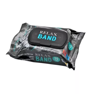 Салфетки влажные RELAX BAND / с клапаном / черные / Антибактериальные / 30 шт Салфетки влажные RELAX BAND / с клапаном / черные / Антибактериальные / 30 шт
