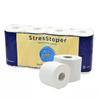 Туалетний папір Кохавинка / StresStoper / 3-шаровий / з гільзою / 8 шт