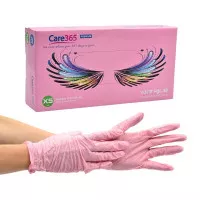 Перчатки нитриловые CARE365 / розовые / без пудры / не стерильные / размер-XS / 50 пар