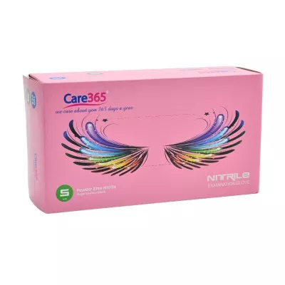 Перчатки нитриловые CARE365 / розовые / без пудры / не стерильные / размер-S / 50 пар Перчатки нитриловые CARE365 / розовые / без пудры / не стерильные / размер-S / 50 пар