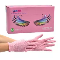 Перчатки нитриловые CARE365 / розовые / без пудры / не стерильные / размер-M / 50 пар