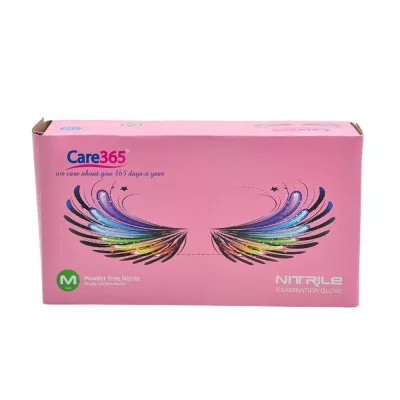 Перчатки нитриловые CARE365 / розовые / без пудры / не стерильные / размер-M / 50 пар Перчатки нитриловые CARE365 / розовые / без пудры / не стерильные / размер-M / 50 пар