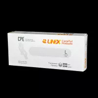 Перчатки одноразовые CPE UNEX / не припудренные / не стерильные / прозрачные / размер-L / 200 шт