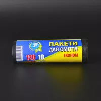 Пакети для сміття АТМ економ / чорні / 20 мкм / 120 л / 10 шт Пакети для сміття АТМ економ / чорні / 20 мкм / 120 л / 10 шт