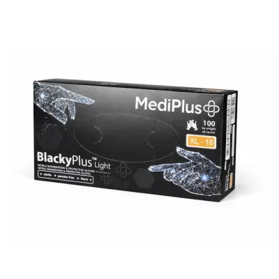 Рукавички нітрилові MediPlus BlackyPlus Light 3.5 г / чорні / без пудри / не стерильні / розмір-XL / 100 шт Рукавички нітрилові MediPlus BlackyPlus Light 3.5 г / чорні / без пудри / не стерильні / розмір-XL / 100 шт