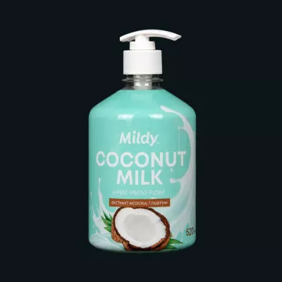 Мило рідке Mildy / з дозатором / Coconut / 520 мл Мило рідке Mildy / з дозатором / Coconut / 520 мл