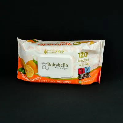 Салфетки влажные Babybella / с клапаном / детские, аромат мандарина / 120 шт Салфетки влажные Babybella / с клапаном / детские, аромат мандарина / 120 шт