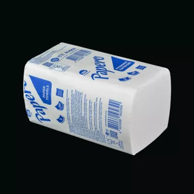 Полотенце бумажное Papero RV053 / 210*190 мм / 2-слойное / VV-сборка / белый / 150 шт