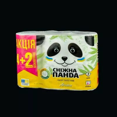 Туалетний папір Сніжна панда Aroma / 2-шаровий / білий / 4+2 шт Туалетний папір Сніжна панда Aroma / 2-шаровий / білий / 4+2 шт