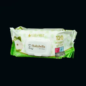 Серветки вологі Babybella / з клапаном / Яблуко / 120 шт Серветки вологі Babybella / з клапаном / Яблуко / 120 шт