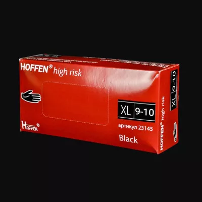 Рукавички латексні HOFFEN - High Risk / чорні / без пудри / нестерильні / розмір-XL / 25 пар Рукавички латексні HOFFEN - High Risk / чорні / без пудри / нестерильні / розмір-XL / 25 пар