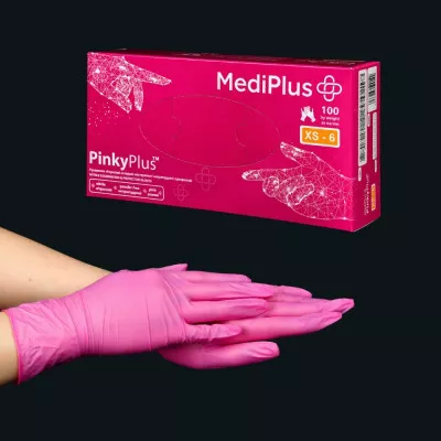 Перчатки нитриловые MediPlus PinkyPlus 3,7 г / розовые / без пудры / не стерильные / размер-XS / 100 шт