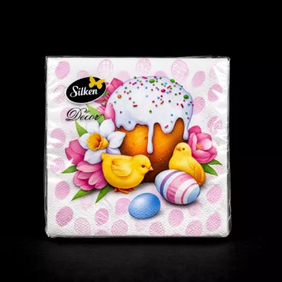 Салфетка Silken / 33*33 см / 2-слойная / Пасха с цыплятами / 12 шт Салфетка Silken / 33*33 см / 2-слойная / Пасха с цыплятами / 12 шт