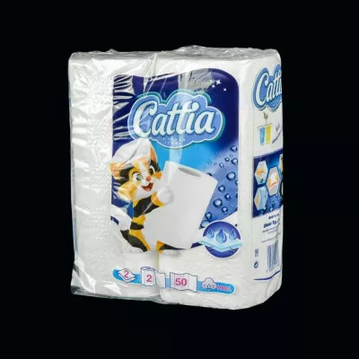 Полотенце бумажное CATTIA / 2-слойный / белое / 11,5 м / 50 отрывов / 2 шт