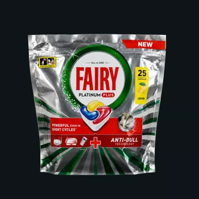 Капсулы для мытья посуды в посудомоечной машине Fairy Platinum Plus / Лимон / 25 шт