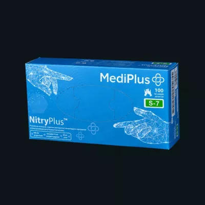 Рукавички нітрилові MediPlus NitryPlus 3,7 г / сині / без пудри / не стерильні / розмір-S / 100 шт Рукавички нітрилові MediPlus NitryPlus 3,7 г / сині / без пудри / не стерильні / розмір-S / 100 шт