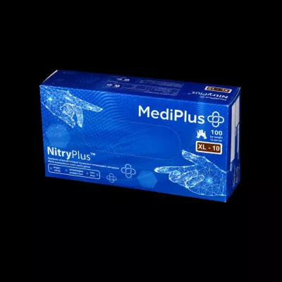 Рукавички нітрилові MediPlus NitryPlus 3,7 г / сині / без пудри / не стерильні / розмір-XL / 100 шт Рукавички нітрилові MediPlus NitryPlus 3,7 г / сині / без пудри / не стерильні / розмір-XL / 100 шт